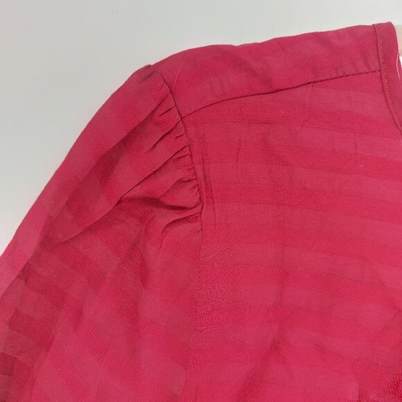 AnnTaylor Loft Pink striped blouse with puff sleeve - Picture 3 of 7
